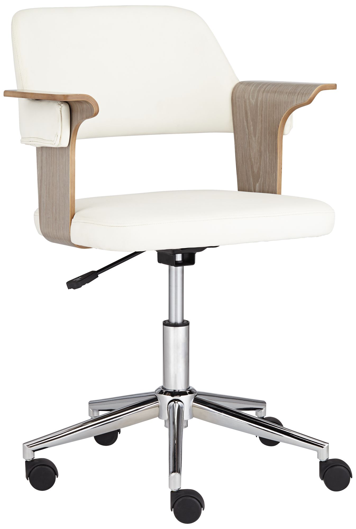 Milano White Faux Leather Adjustable Swivel Office Chairs Set of 2 in scene