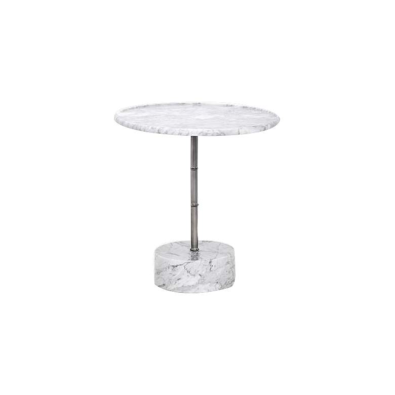 Image 1 Milano White Marble and Stainless Steel Round Side Table