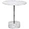 Milano White Marble and Stainless Steel Round Side Table