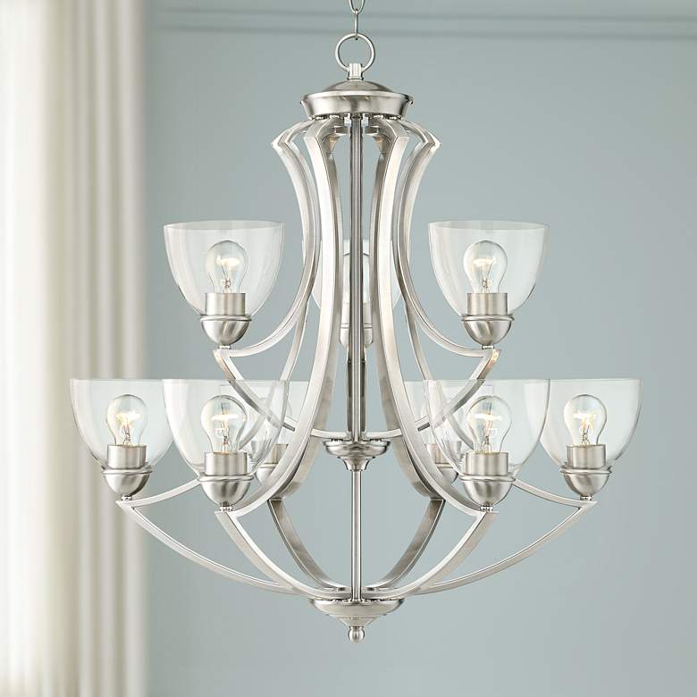 Image 1 Milbury 29 1/2" Wide Brushed Nickel 9-Light Chandelier