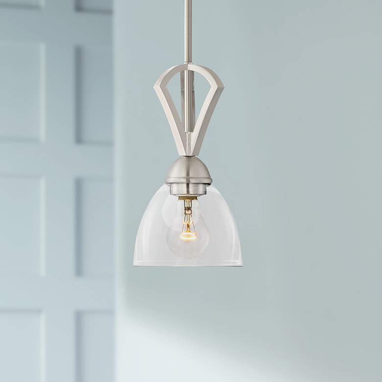 Image 1 Milbury 6" Wide Brushed Nickel and Clear Glass Mini-Pendant