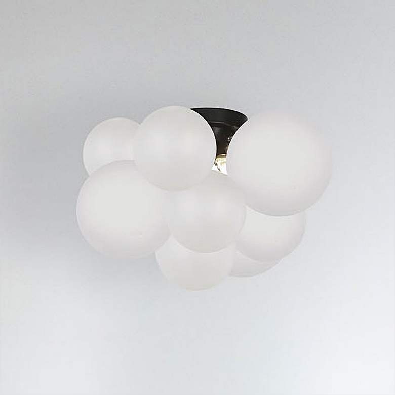 Image 2 Miles 14 1/2"W Matte Black with Frosted Glass Ceiling Light