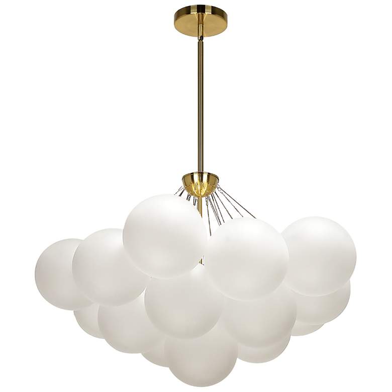 Image 1 Miles 27" Wide 4-Light Aged Brass Finish Chandelier w/ White Shade