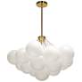 1_Miles 27" Wide 4-Light Aged Brass Finish Chandelier w/ White Shade
