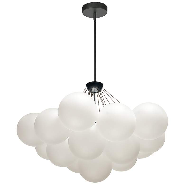 Image 1 Miles 27" Wide 4-Light Matte Black Finish Chandelier w/ White Shade
