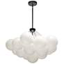 1_Miles 27" Wide 4-Light Matte Black Finish Chandelier w/ White Shade