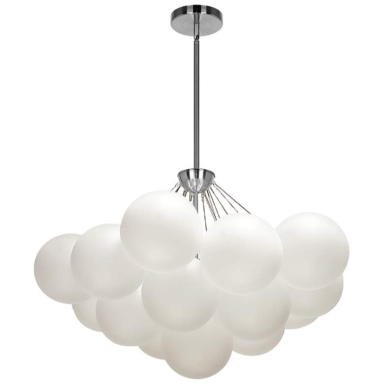 Image 1 Miles 27" Wide 4-Light Polished Chrome Finish Chandelier w/ White Shade