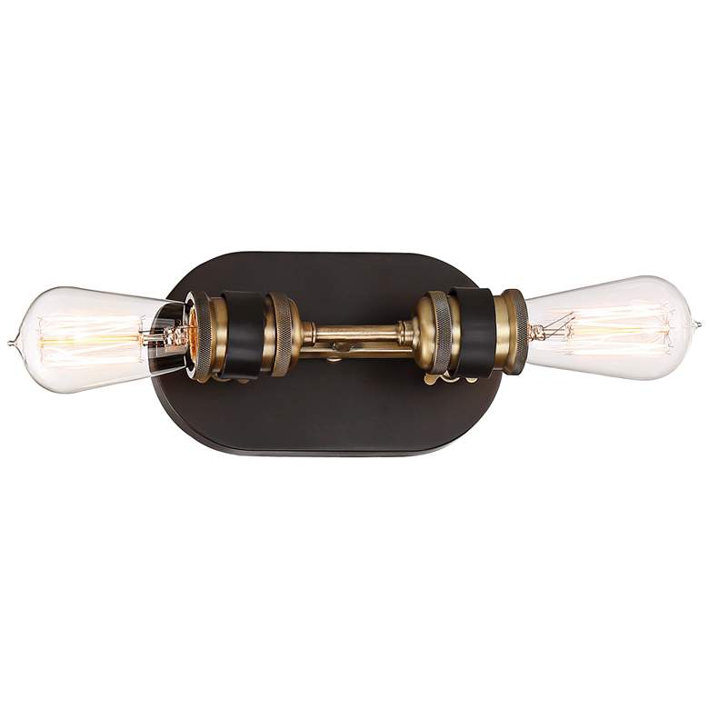 Image 1 Miles 4 1/2" High Vintage Bronze 2-Light Wall Sconce