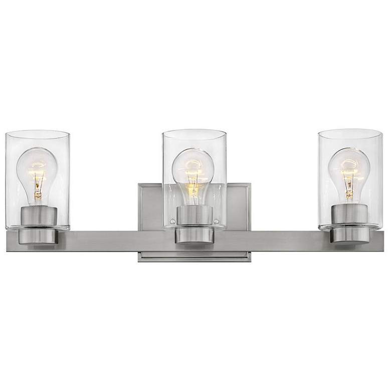 Image 1 Miley 21 1/2" Wide Nickel with Clear Glass Shade Bath Light