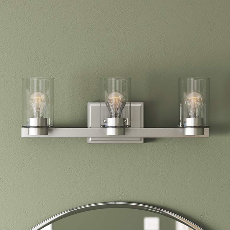 Image 1 Miley 21 1/2" Wide Nickel with Clear Glass Shade Bath Light