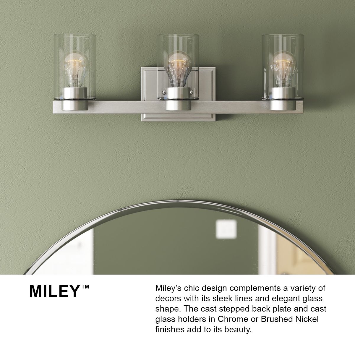 Miley 21 1/2" Wide Nickel with Clear Glass Shade Bath Light
