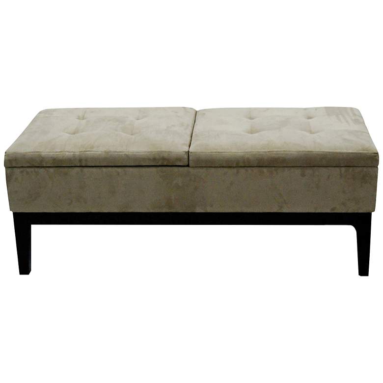 Image 1 Miley 47" Wide Beige Microfiber Rectangular Storage Bench