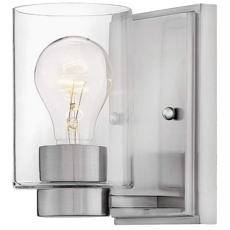 Image 1 Miley 6 1/2" High Nickel with Clear Glass Shade Wall Sconce