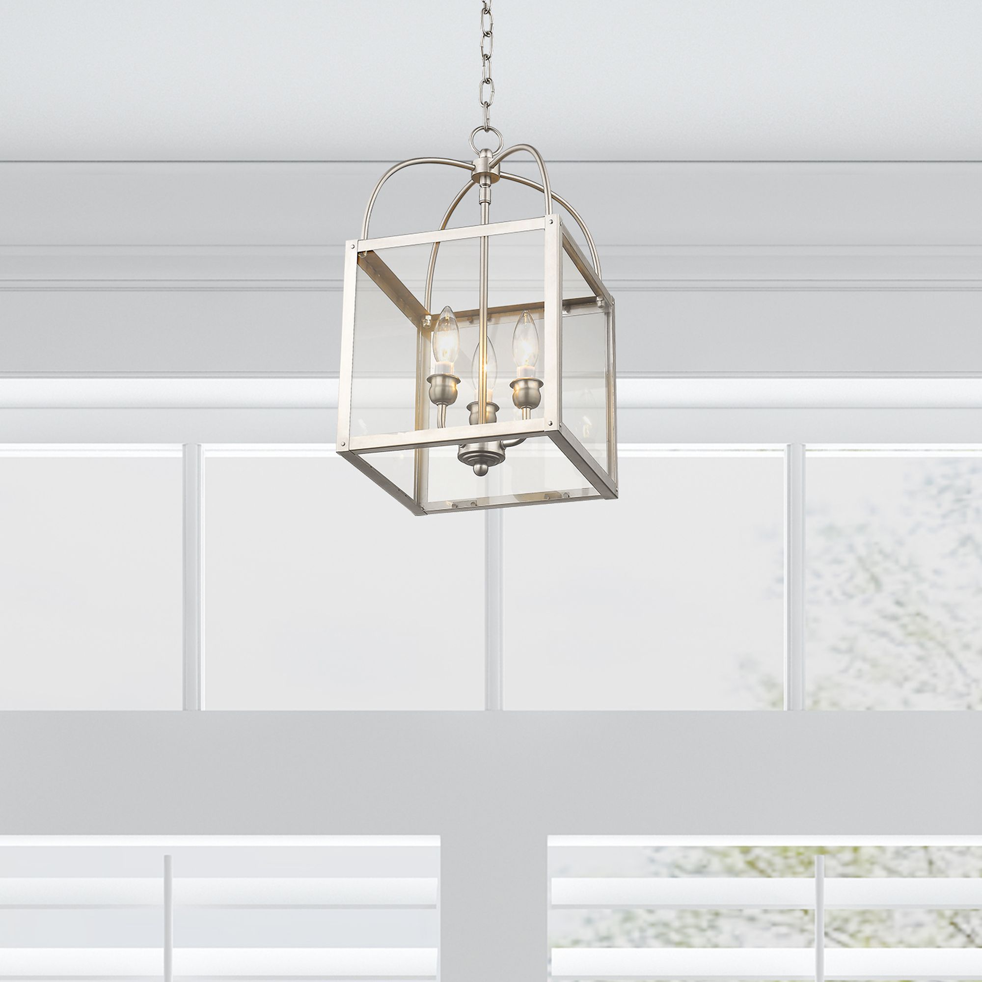 Milford 10" Wide Brushed Nickel 3-Light Mini Pendant in scene