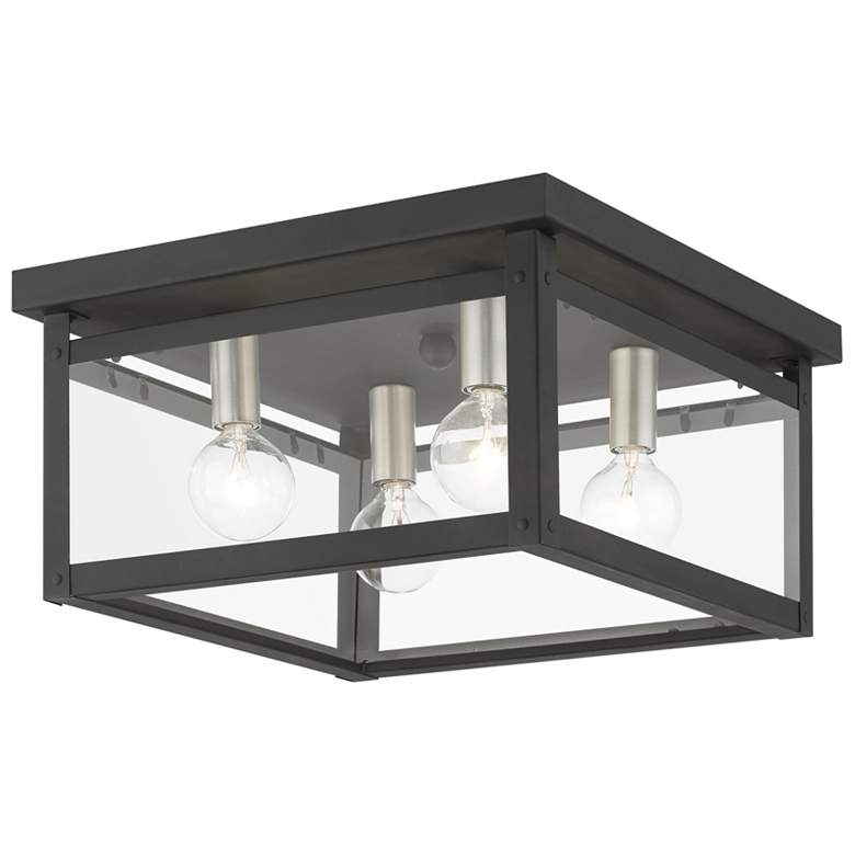 Image 1 Milford 11" Wide Black 4-Light Square Ceiling Light