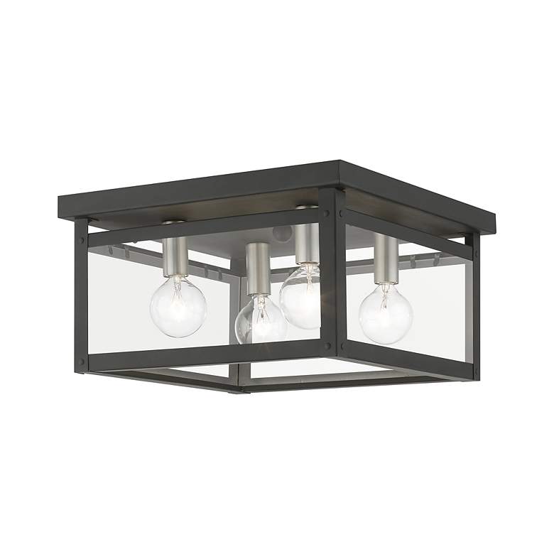 Image 3 Milford 11" Wide Black 4-Light Square Ceiling Light more views