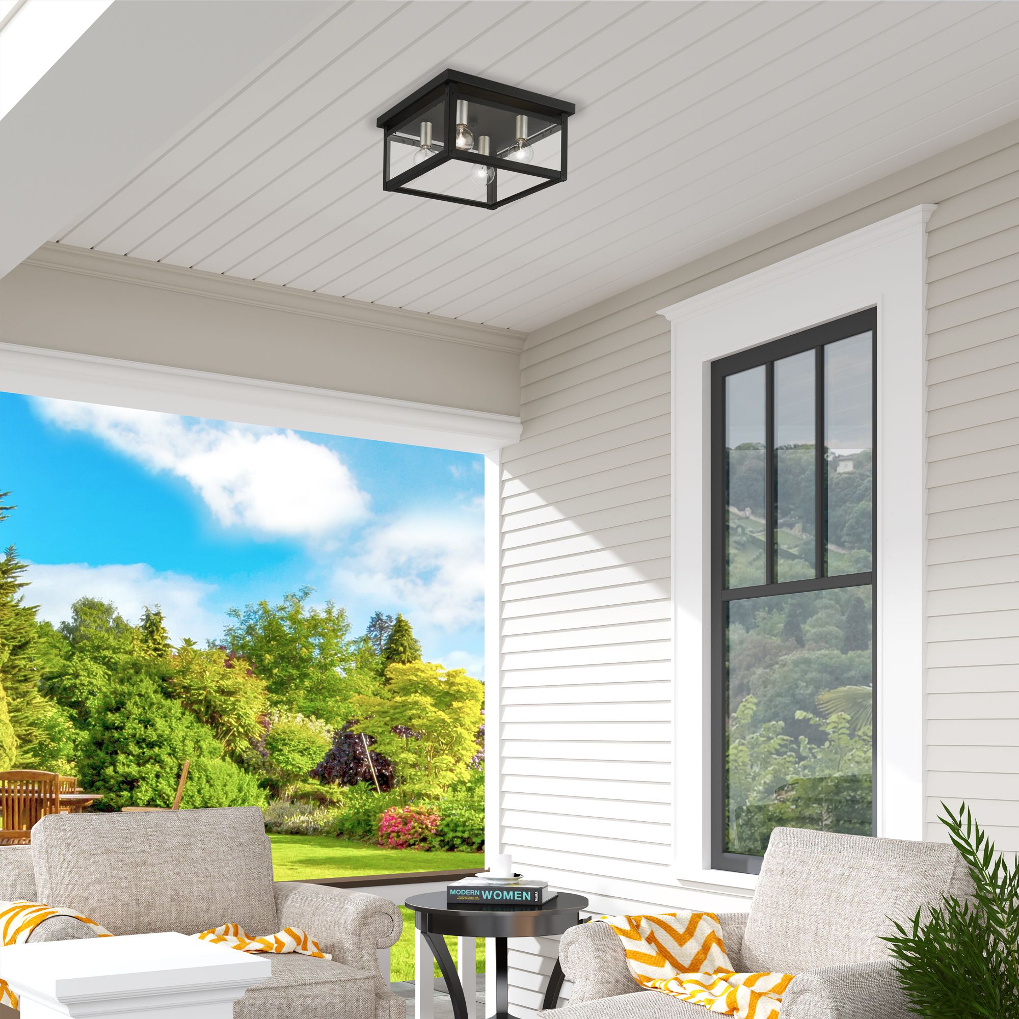 Milford 11" Wide Black 4-Light Square Ceiling Light