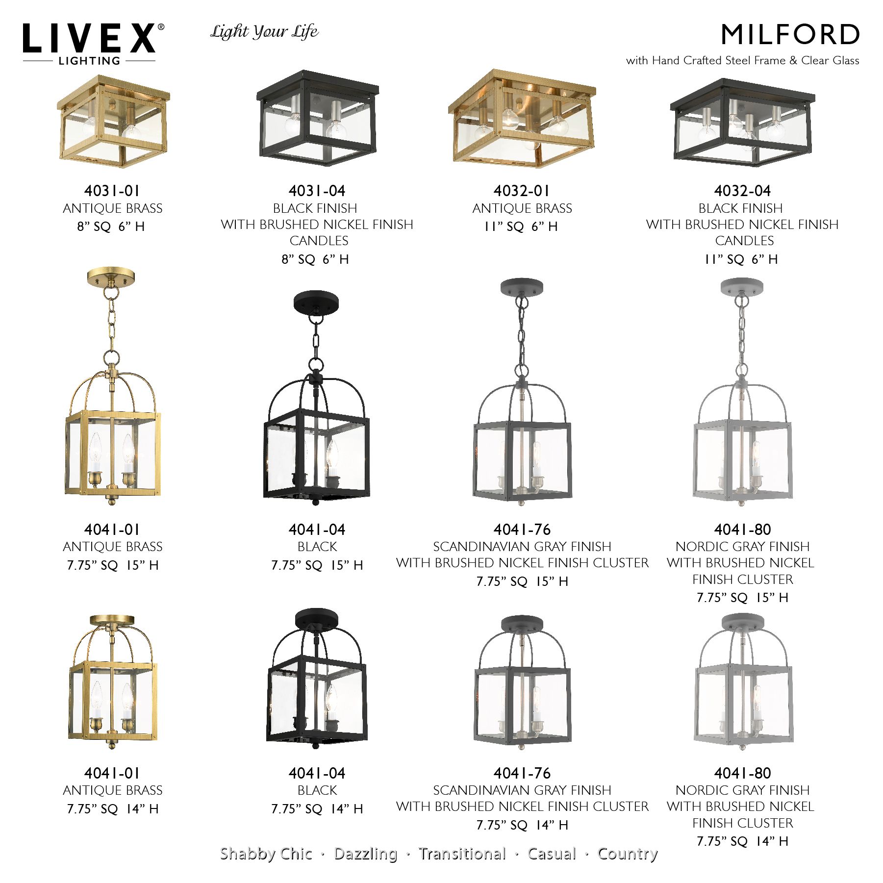 Milford 11" Wide Black 4-Light Square Ceiling Light