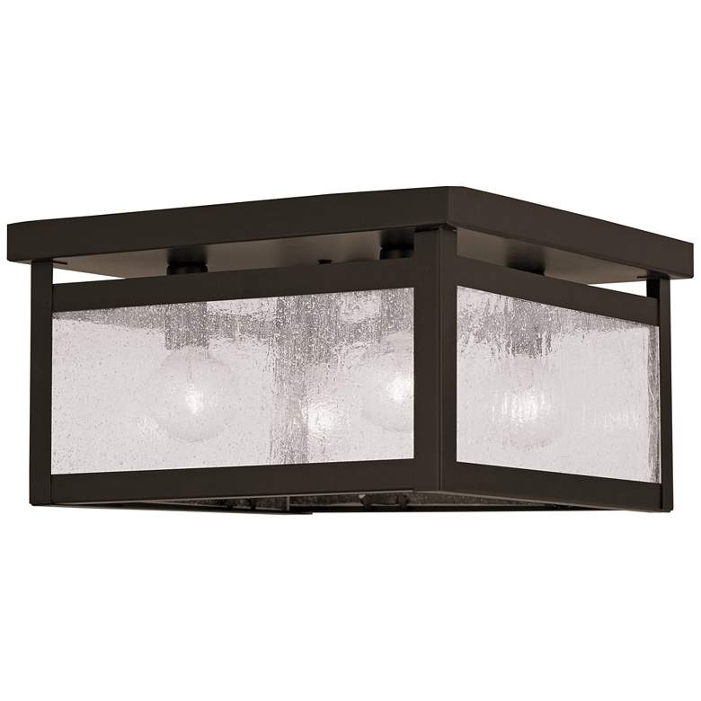 Image 2 Milford 11"W Bronze and Seeded Glass 4-Light Ceiling Light