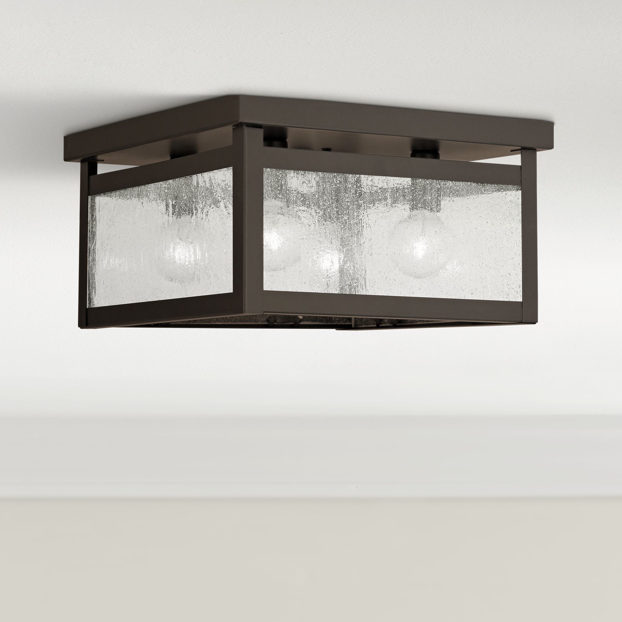 square flush mount ceiling light bronze