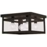 Milford 11" Wide Brze and Glass 4-Light Sq Ceiling Light