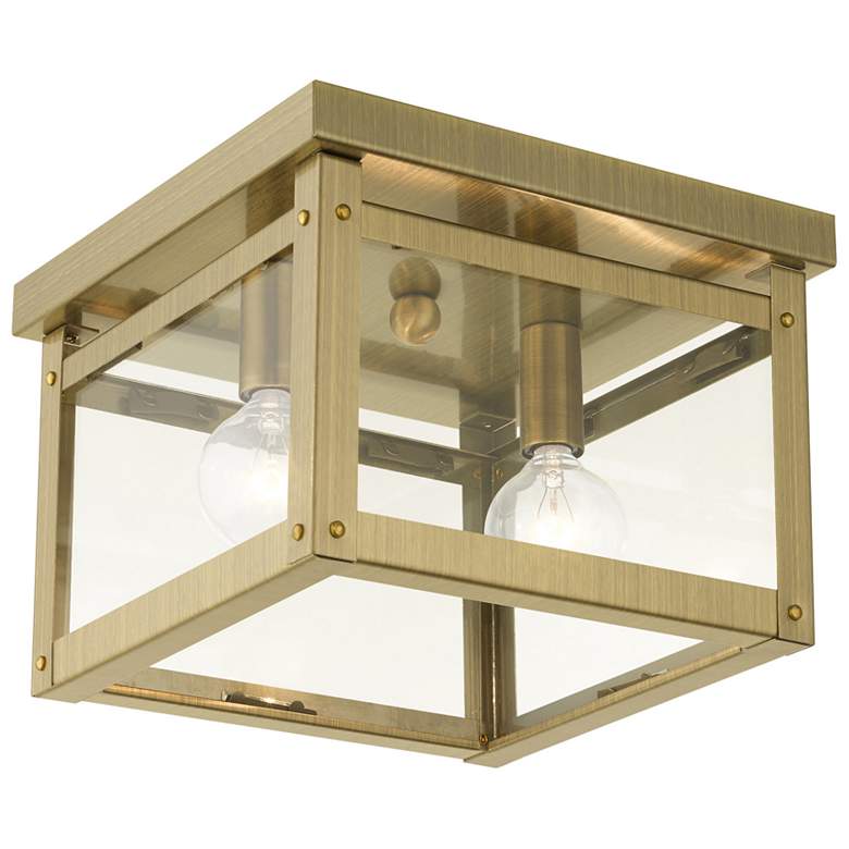 Image 1 Milford 2 Light Antique Brass Flush Mount