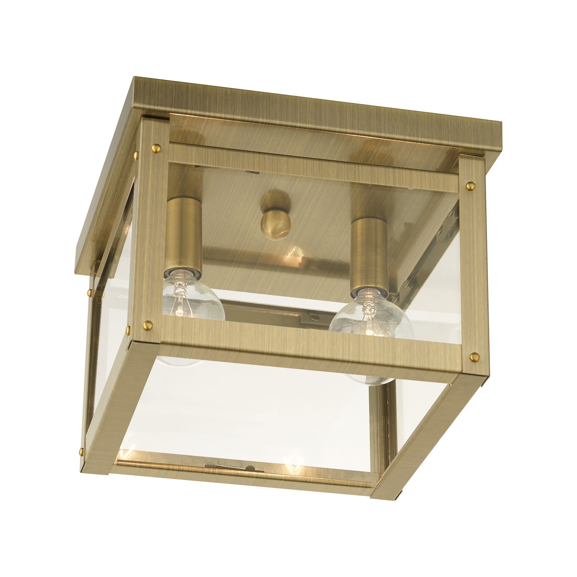 Milford 2 Light Antique Brass Flush Mount