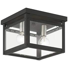 Image2 of Milford 2 Light Black with Brushed Nickel Finish Candles Square Flush Mount