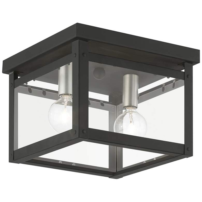 Image 1 Milford 2 Light Black with Brushed Nickel Finish Candles Square Flush Mount