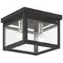 Milford 2 Light Black with Brushed Nickel Finish Candles Square Flush Mount
