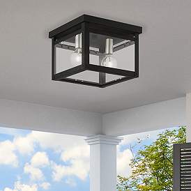 Image1 of Milford 2 Light Black with Brushed Nickel Finish Candles Square Flush Mount