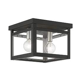 Image3 of Milford 2 Light Black with Brushed Nickel Finish Candles Square Flush Mount more views