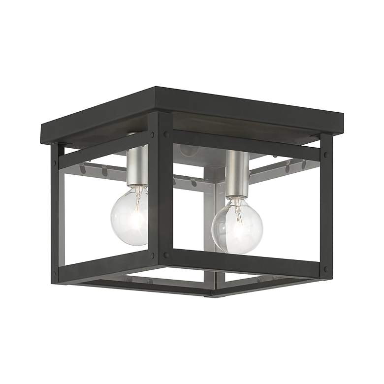 Image 3 Milford 2 Light Black with Brushed Nickel Finish Candles Square Flush Mount more views