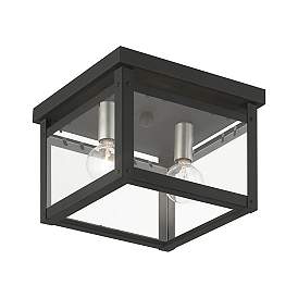 Image4 of Milford 2 Light Black with Brushed Nickel Finish Candles Square Flush Mount more views