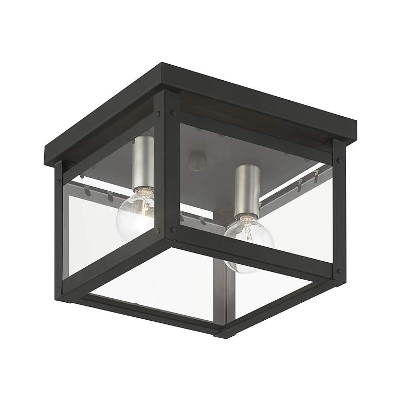 Image 4 Milford 2 Light Black with Brushed Nickel Finish Candles Square Flush Mount more views