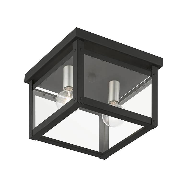 Image 5 Milford 2 Light Black with Brushed Nickel Finish Candles Square Flush Mount more views