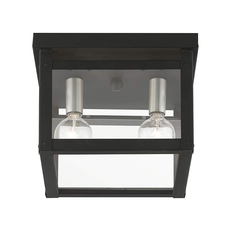 Image 6 Milford 2 Light Black with Brushed Nickel Finish Candles Square Flush Mount more views
