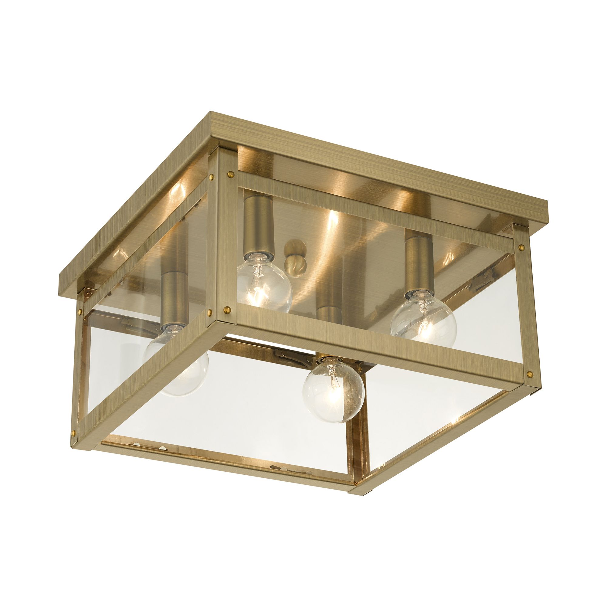 Image 5 Milford 4 Light Antique Brass Flush Mount more views