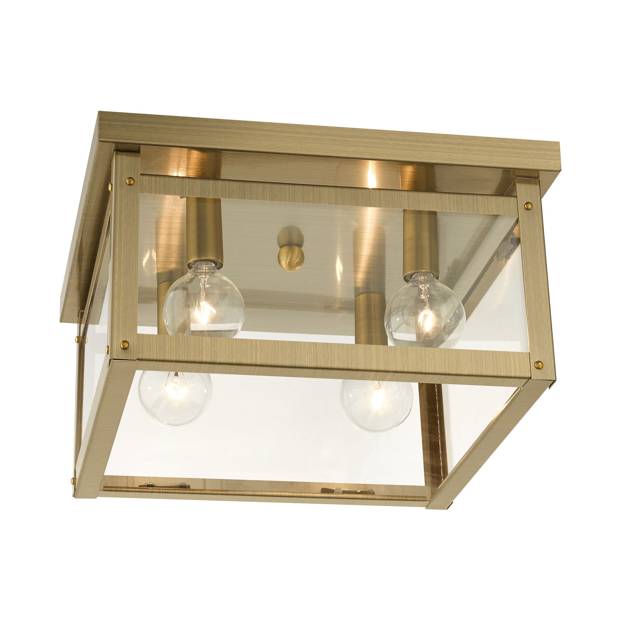 Milford 4 Light Antique Brass Flush Mount