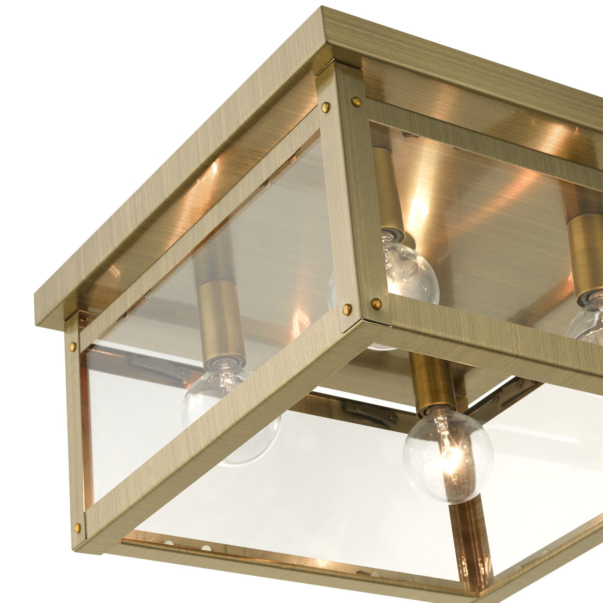 Milford 4 Light Antique Brass Flush Mount