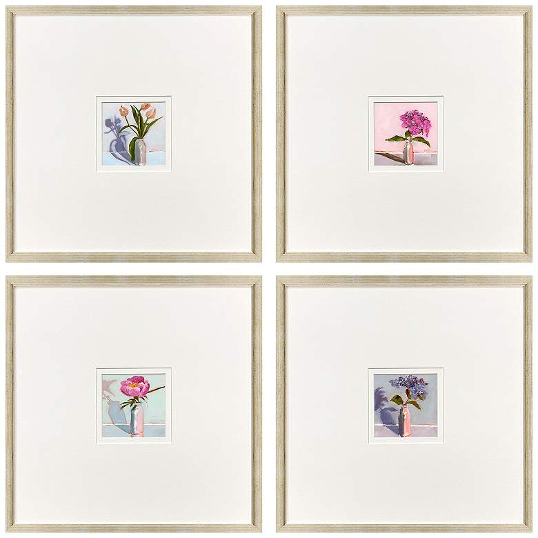 Image 2 Milk Bottle Florals 17"W x 17"H Framed Art - Set of 4