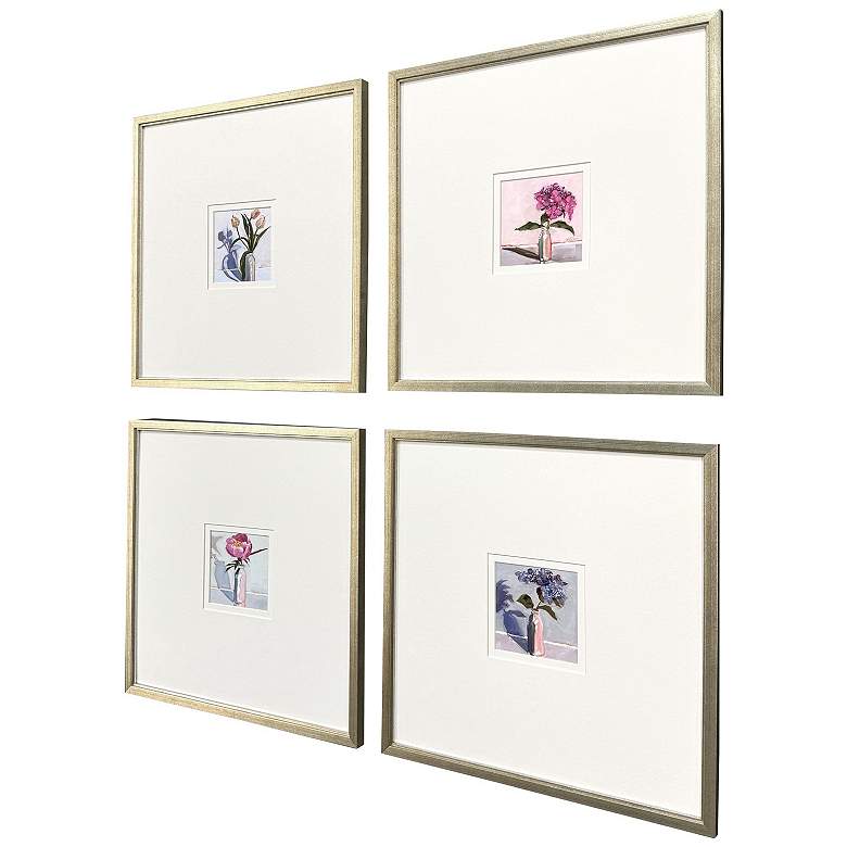 Image 3 Milk Bottle Florals 17"W x 17"H Framed Art - Set of 4 more views