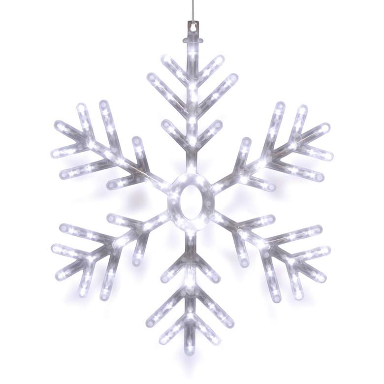 Image 1 Milk White LED Hanging Snowflake Christmas Decor with Remote