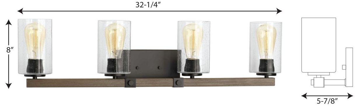Image 4 Mill Collection Four-Light Clear Seeded Glass Farmhouse Bath Vanity Light more views