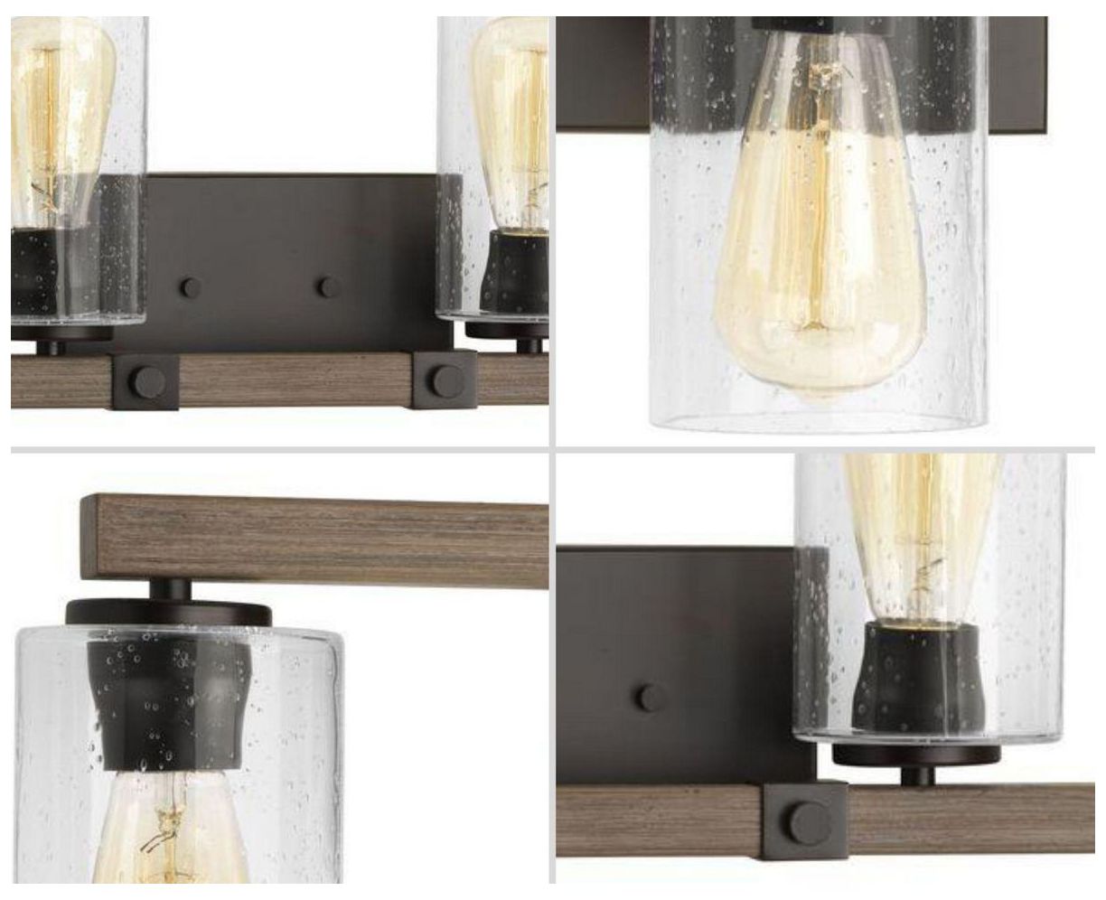 Mill Collection Four-Light Clear Seeded Glass Farmhouse Bath Vanity Light