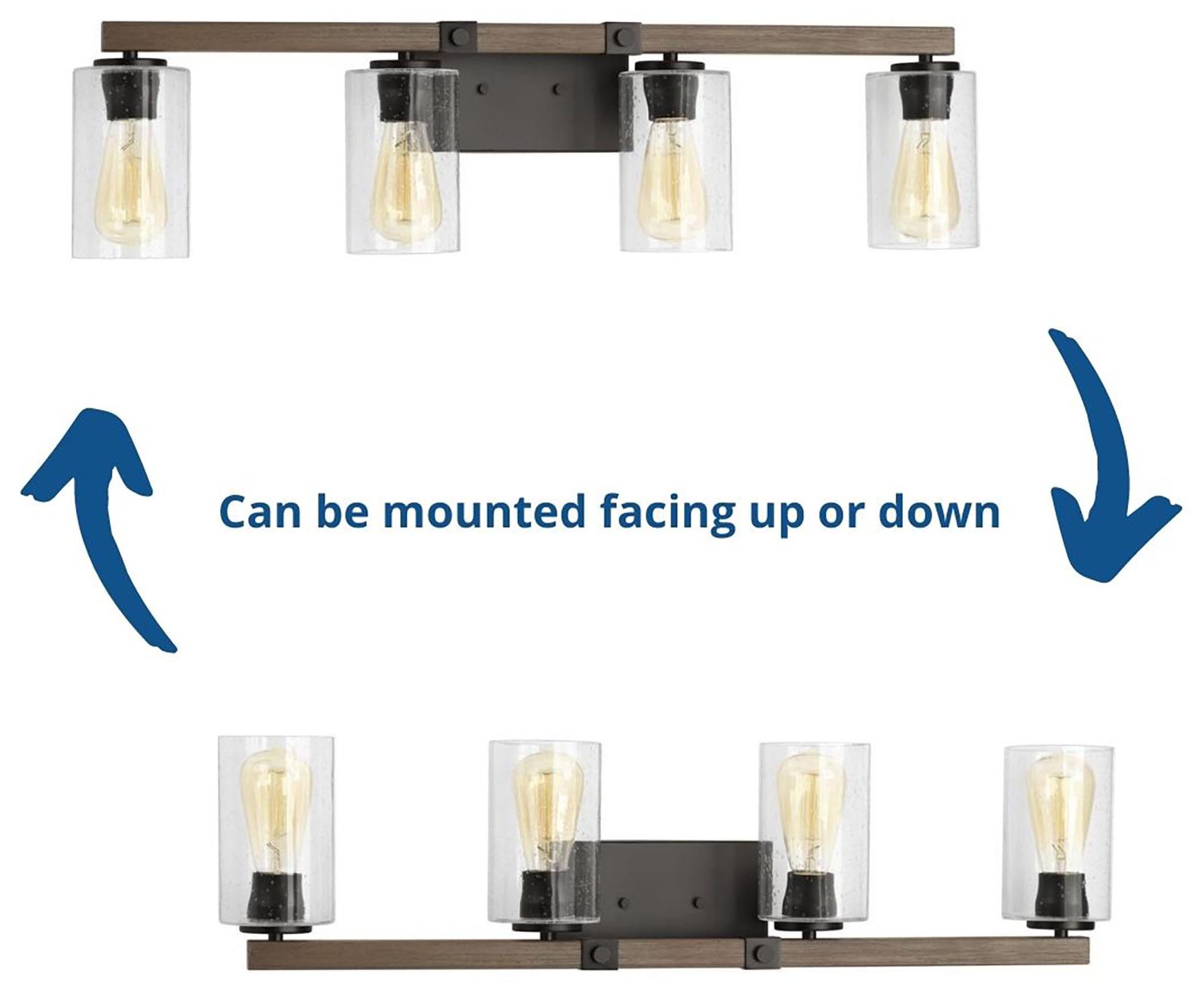 Mill Collection Four-Light Clear Seeded Glass Farmhouse Bath Vanity Light