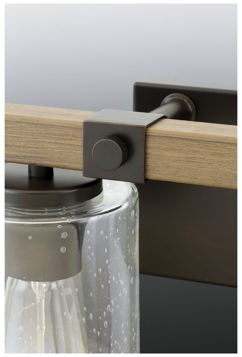 Image 5 Mill Collection Two-Light Clear Seeded Glass Farmhouse Bath Vanity Light more views