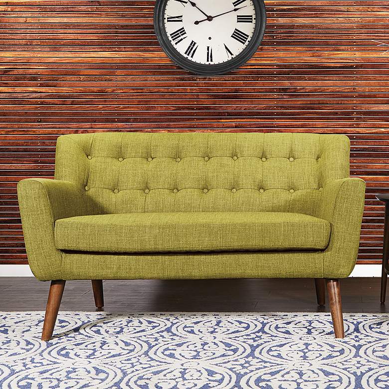 Image 2 Mill Lane Green Button-Tufted Loveseat