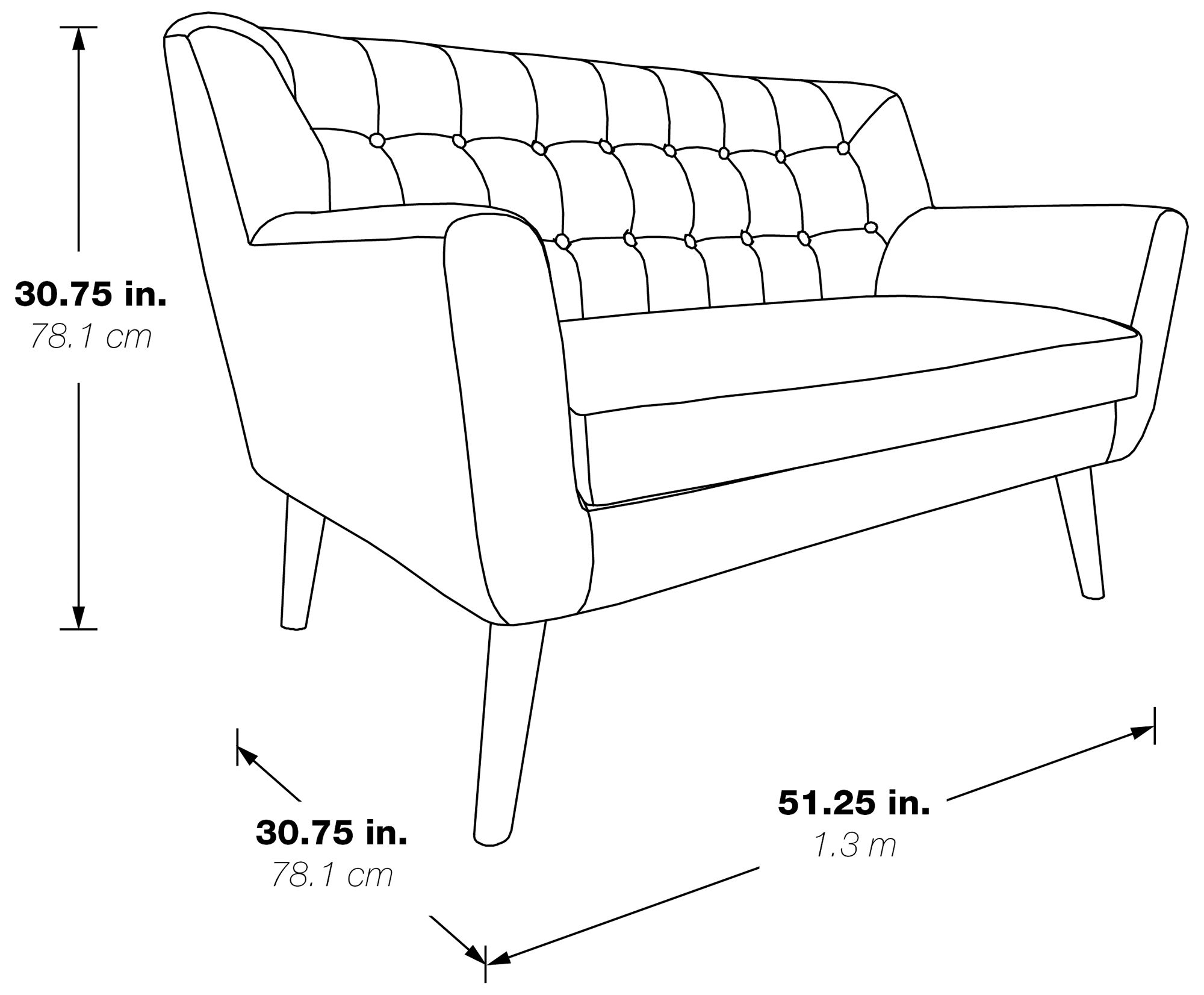 Mill Lane Navy Button-Tufted Loveseat in scene