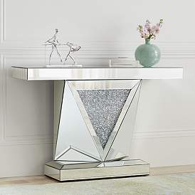 Image2 of Milla 47 1/2" Wide Geometric-Cut Mirrored Console Table